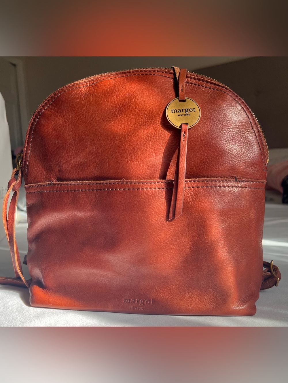 Margot Leather Shoulder Bag in Rich Rust